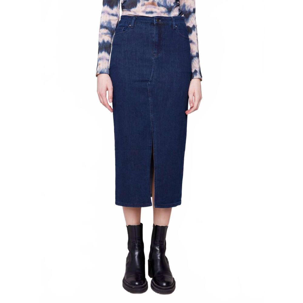 NEW CHARLIE B long denim skirt in blue black